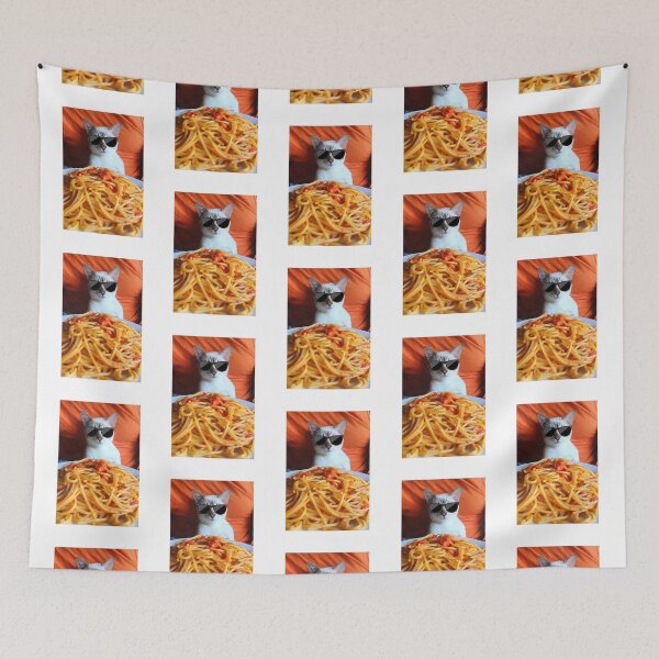 Item preview, cat eating spaghetti designed and sold by River Graphic Design.