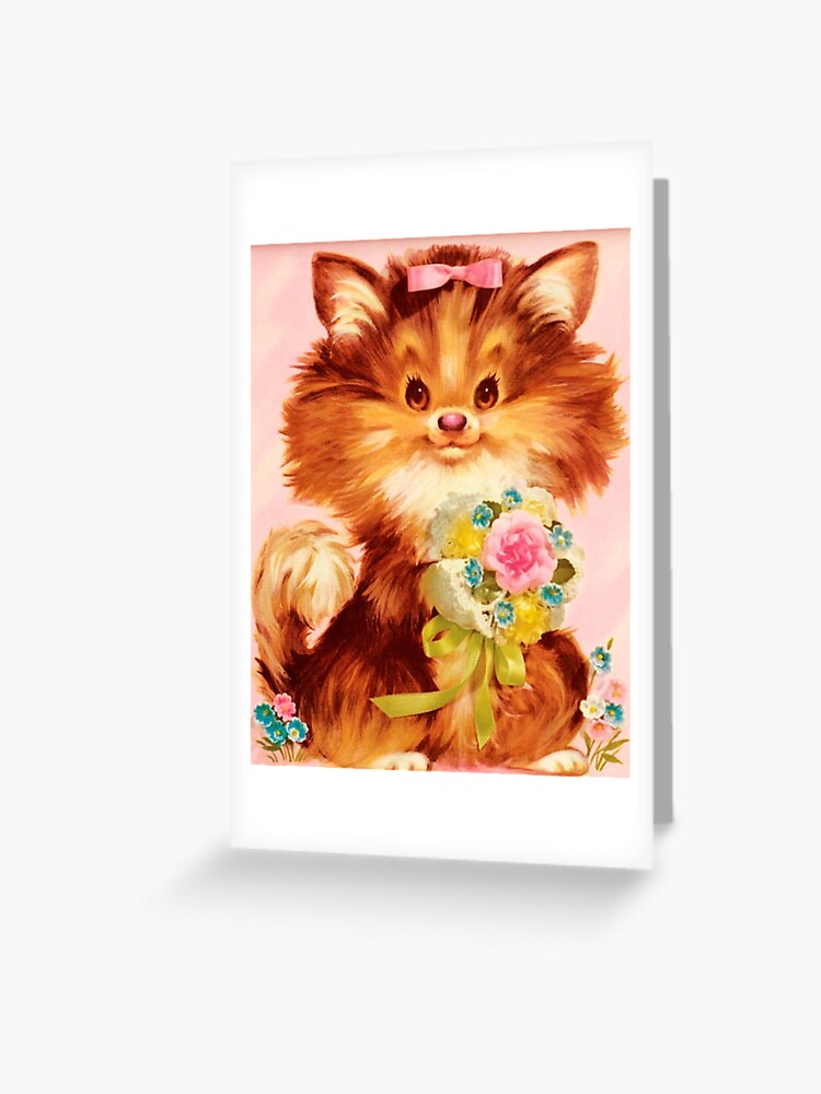 Vintage Retro Kawaii Kitsch Puppy Dog Valentine's Day
