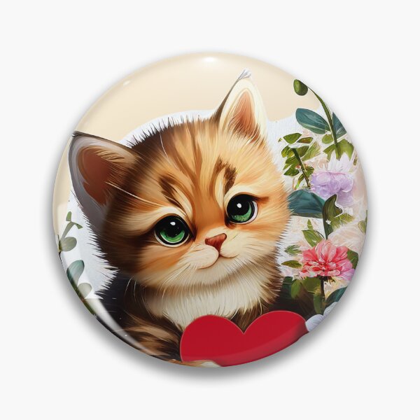 Item preview, Cuteness Overload Ginger Kitten with a love heart and Flowers by Orikall designed and sold by HippieWorks.