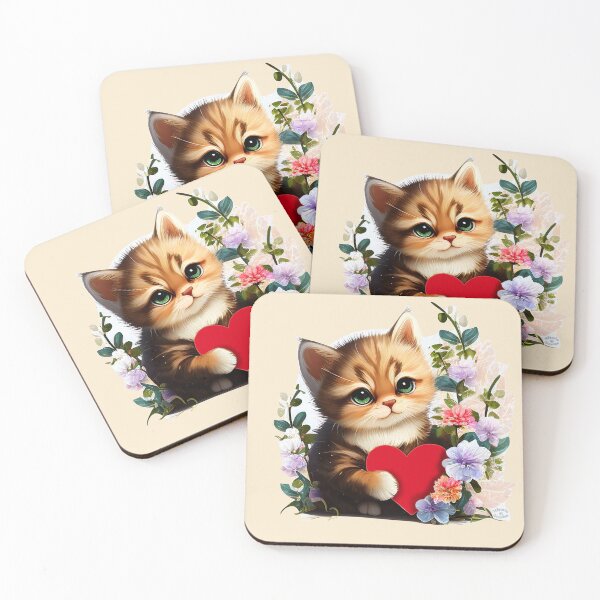 Item preview, Cuteness Overload Ginger Kitten with a love heart and Flowers by Orikall designed and sold by HippieWorks.