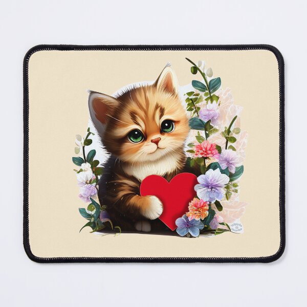 Item preview, Cuteness Overload Ginger Kitten with a love heart and Flowers by Orikall designed and sold by HippieWorks.