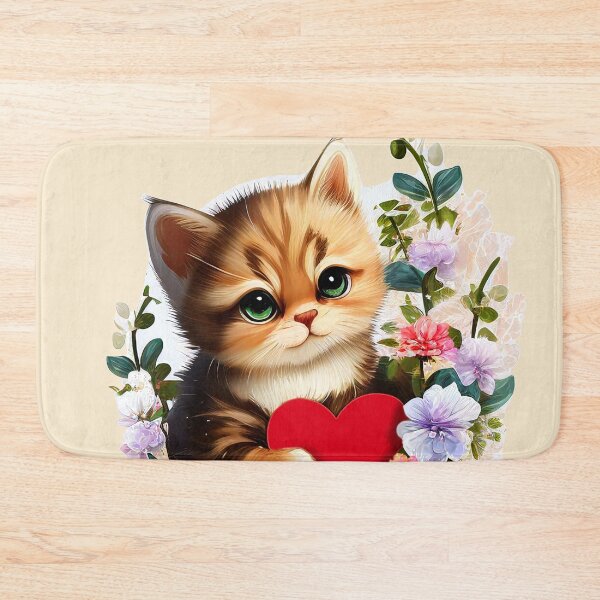 Item preview, Cuteness Overload Ginger Kitten with a love heart and Flowers by Orikall designed and sold by HippieWorks.
