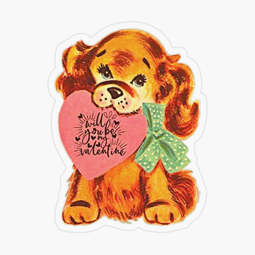 Vintage Retro Kawaii Kitsch Puppy Dog Valentine's Day Poster for Sale by  knickeryknackry