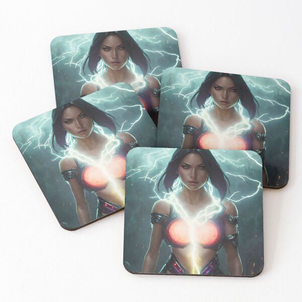 Item preview, Futuristic lightning warrior fantasy art, digital art, AI generated designed and sold by Midnight-Hour.