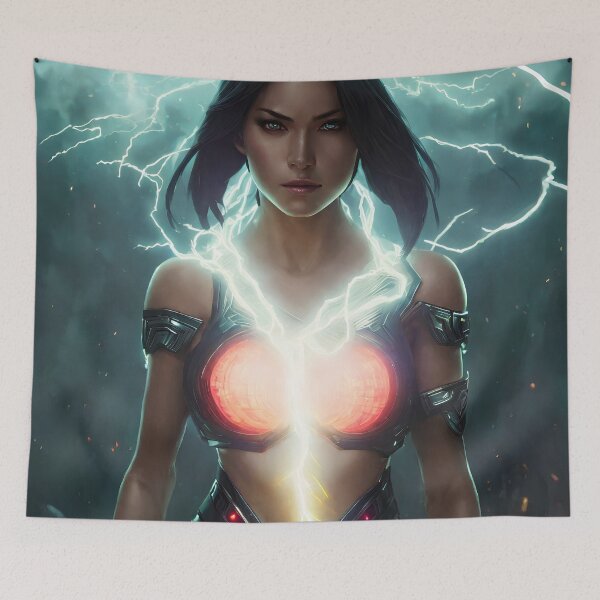 Item preview, Futuristic lightning warrior fantasy art, digital art, AI generated designed and sold by Midnight-Hour.