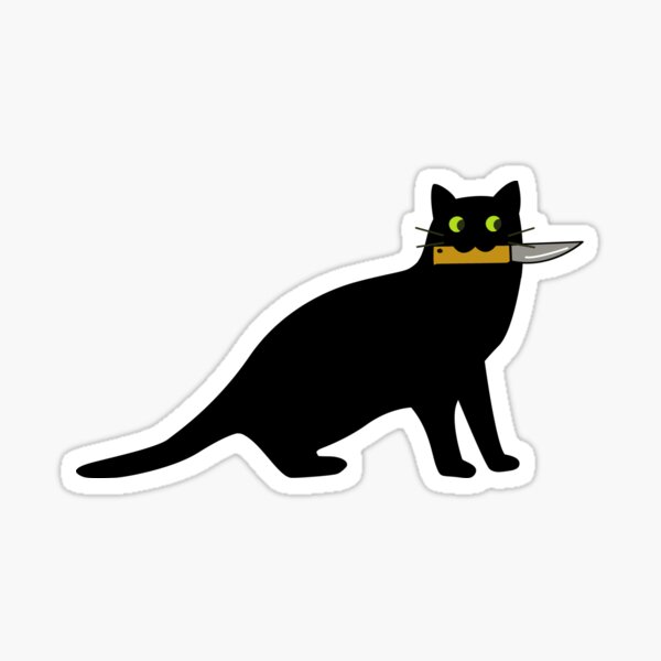 Item preview, Black cat with a knife designed and sold by Fyleth.
