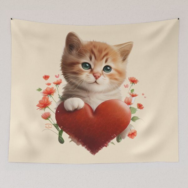Item preview, Cuteness Overload Ginger Kitten with a love heart and flowers by Orikall designed and sold by HippieWorks.