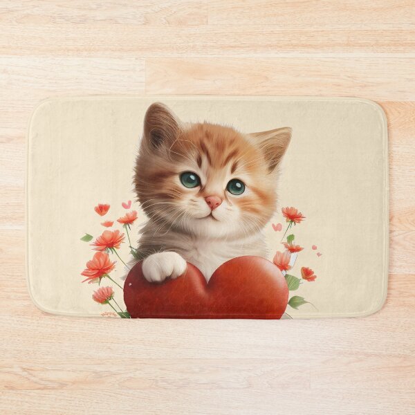 Item preview, Cuteness Overload Ginger Kitten with a love heart and flowers by Orikall designed and sold by HippieWorks.
