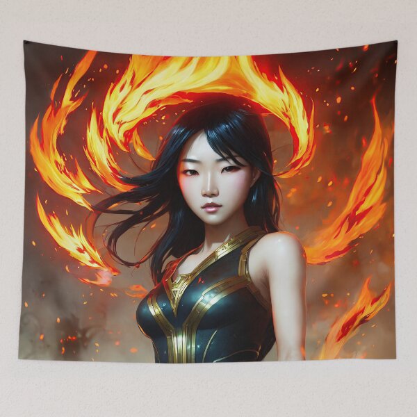 Item preview, Asian fire elementalist fantasy art, digital art, AI generated designed and sold by Midnight-Hour.