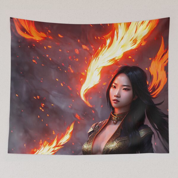 Item preview, Asian fire elementalist fantasy art, digital art, AI generated designed and sold by Midnight-Hour.