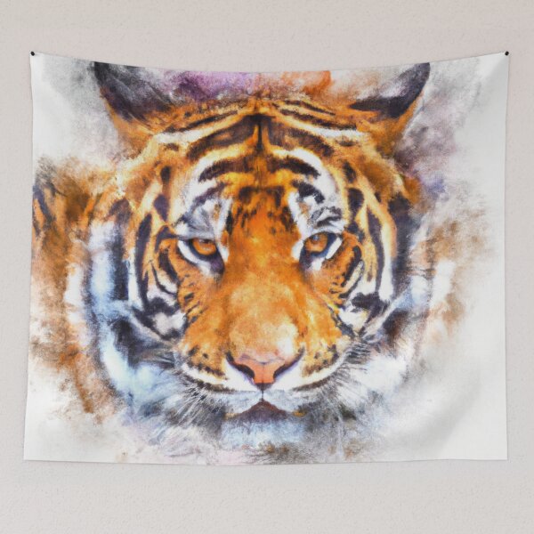 Item preview, Tiger Screen , Fear The Tiger , Watercolor Painting designed and sold by Color-Me-Blue.