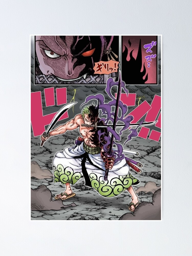 One Piece - Anime / Manga Poster / Canvas ( Roronoa Zoro 3 Sword Style )  8x10