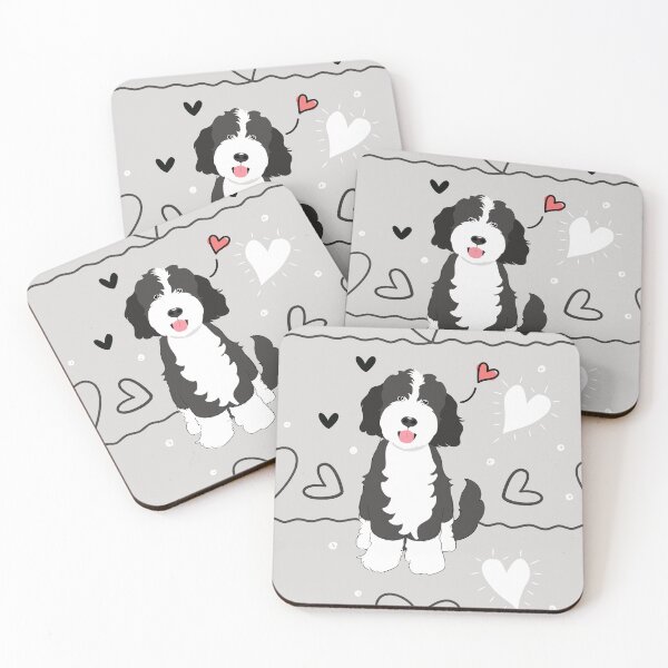 Item preview, LOVE Black White Goldendoodle Dog designed and sold by Lulupainting.