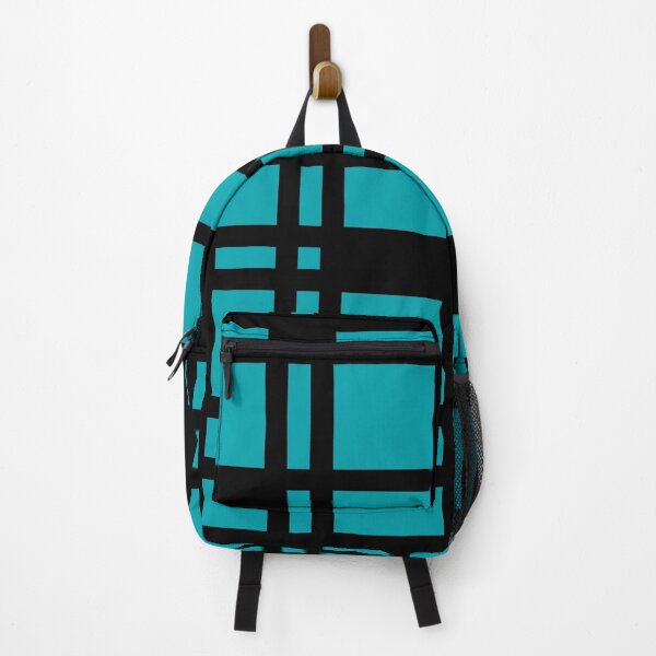 Item preview, Abstract Check Pattern Black and Cyan Blue designed and sold by tonymagnerart.