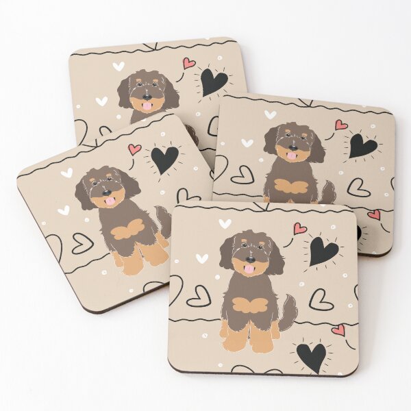 Item preview, LOVE Chocolate Tan Phantom Goldendoodle Dog designed and sold by Lulupainting.