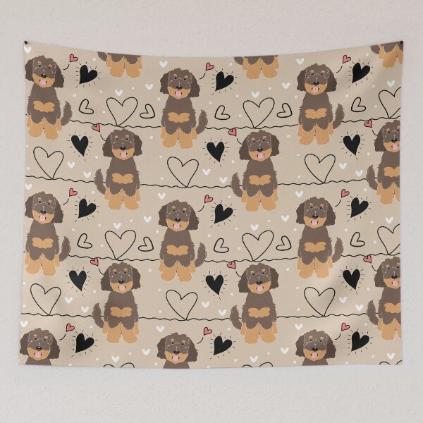 Item preview, LOVE Chocolate Tan Phantom Goldendoodle Dog designed and sold by Lulupainting.