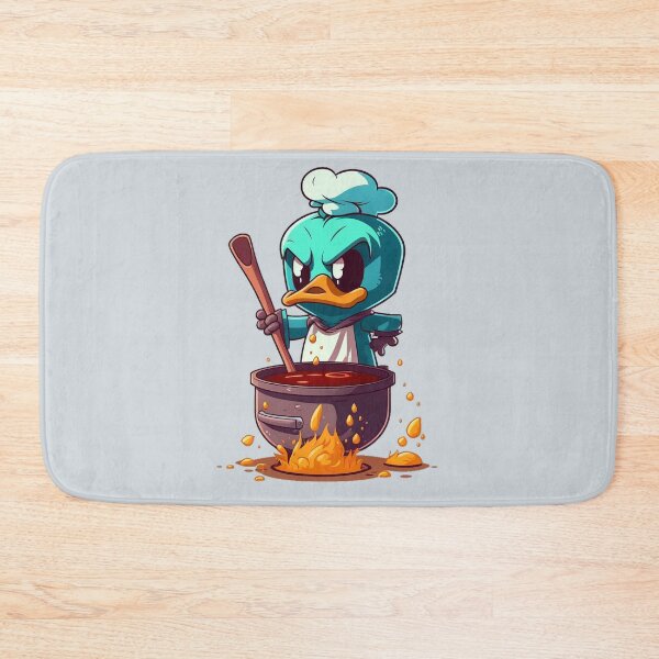 Item preview, Cute Angry Duck Dressed in an Apron Cooking a Pot - Cartoon Animals designed and sold by quick-drops.