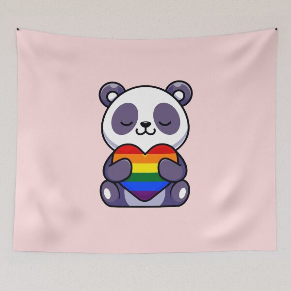 Item preview, Cute Panda with Rainbow Pride Flag Heart designed and sold by everything4eva.