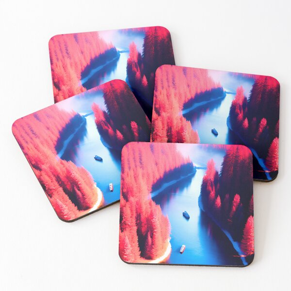 Item preview, Red Forest River Landscape Print designed and sold by supeart.