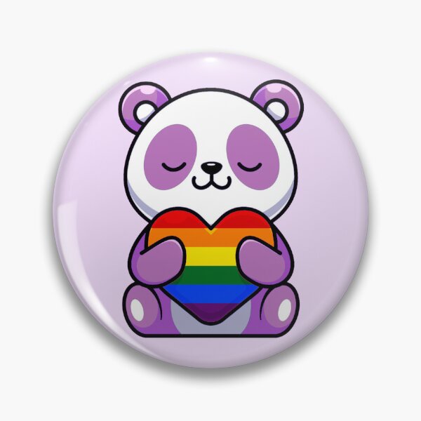 Item preview, Purple Panda with Rainbow Pride Flag Heart designed and sold by everything4eva.