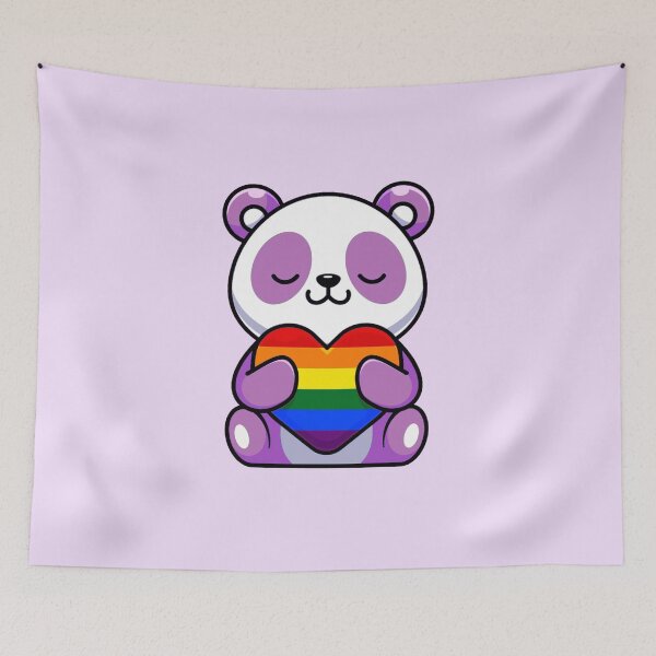 Item preview, Purple Panda with Rainbow Pride Flag Heart designed and sold by everything4eva.