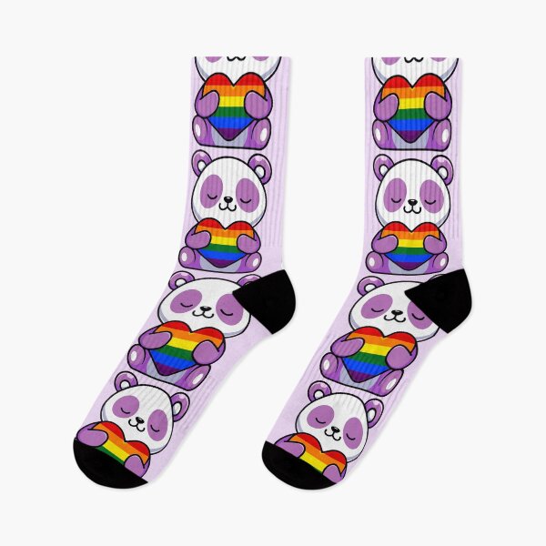 Item preview, Purple Panda with Rainbow Pride Flag Heart designed and sold by everything4eva.