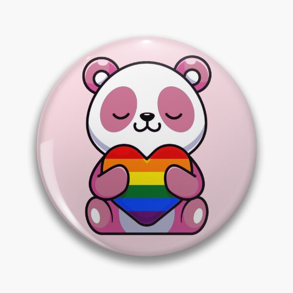 Item preview, Pink Panda with Rainbow Pride Flag Heart designed and sold by everything4eva.