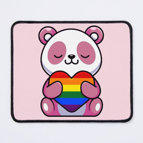 Item preview, Pink Panda with Rainbow Pride Flag Heart designed and sold by everything4eva.