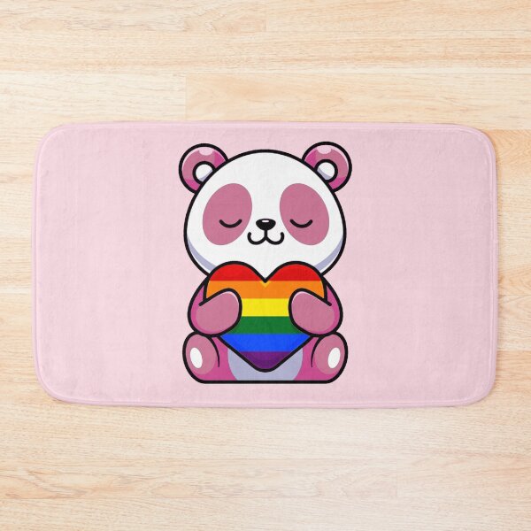 Item preview, Pink Panda with Rainbow Pride Flag Heart designed and sold by everything4eva.