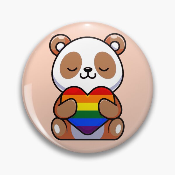 Item preview, Orange Panda with Rainbow Pride Flag Heart designed and sold by everything4eva.