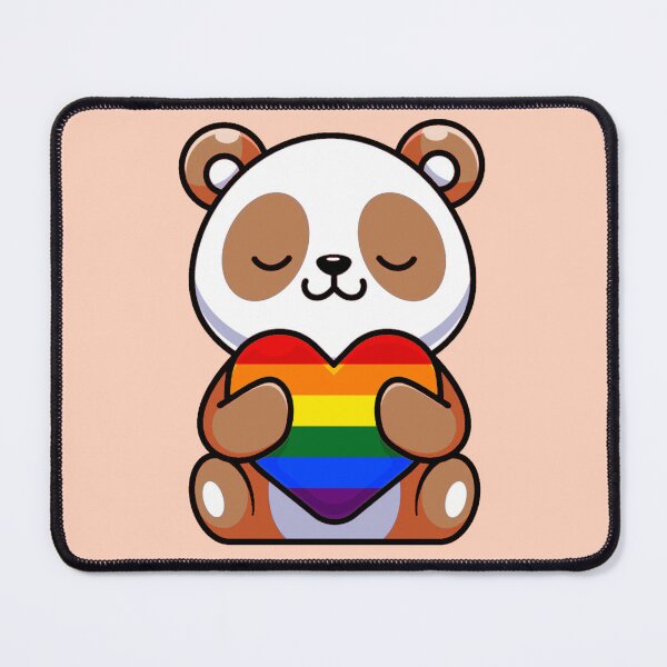 Item preview, Orange Panda with Rainbow Pride Flag Heart designed and sold by everything4eva.