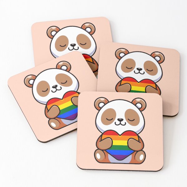 Item preview, Orange Panda with Rainbow Pride Flag Heart designed and sold by everything4eva.