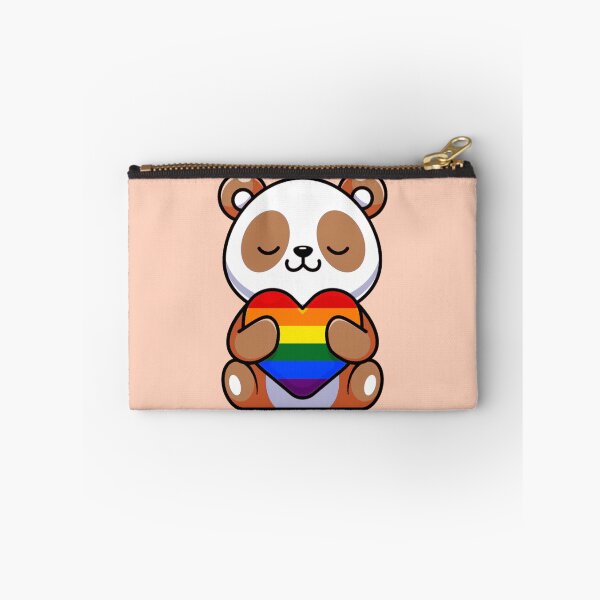 Item preview, Orange Panda with Rainbow Pride Flag Heart designed and sold by everything4eva.