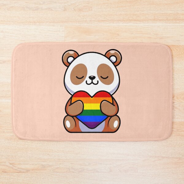 Item preview, Orange Panda with Rainbow Pride Flag Heart designed and sold by everything4eva.