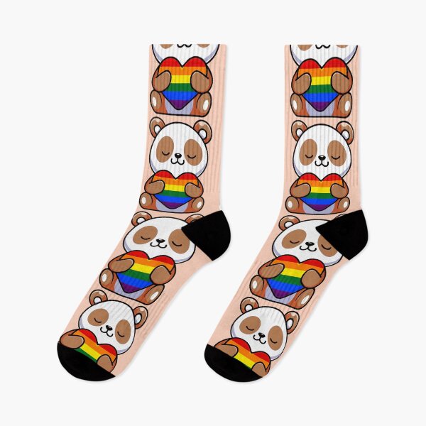 Item preview, Orange Panda with Rainbow Pride Flag Heart designed and sold by everything4eva.