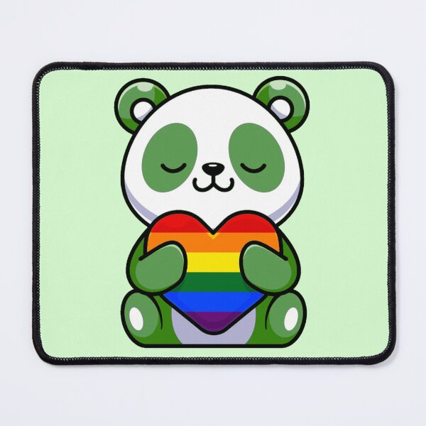 Item preview, Green Panda with Rainbow Pride Flag Heart designed and sold by everything4eva.