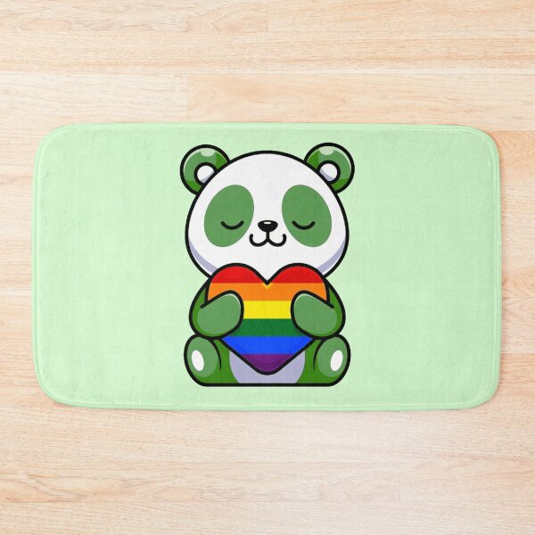 Item preview, Green Panda with Rainbow Pride Flag Heart designed and sold by everything4eva.