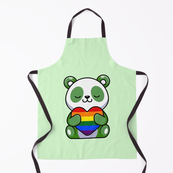 Item preview, Green Panda with Rainbow Pride Flag Heart designed and sold by everything4eva.