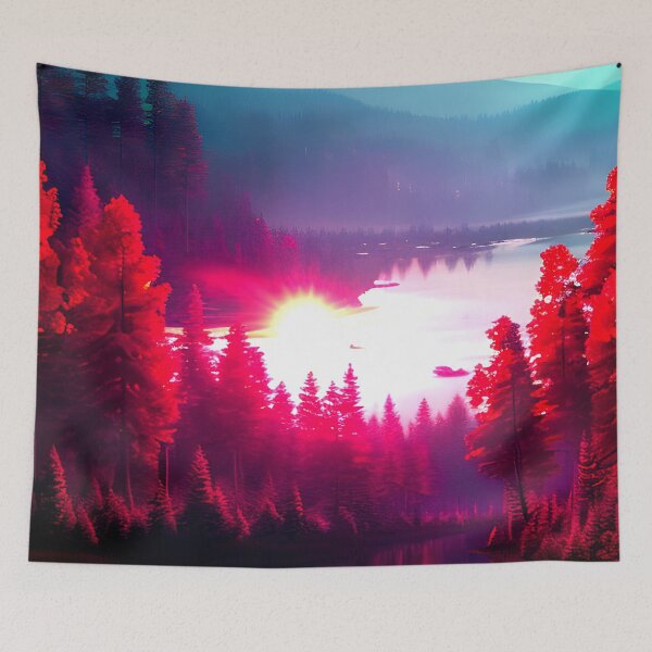 Item preview, Enhance Your Space with a River and Red Forest designed and sold by supeart.