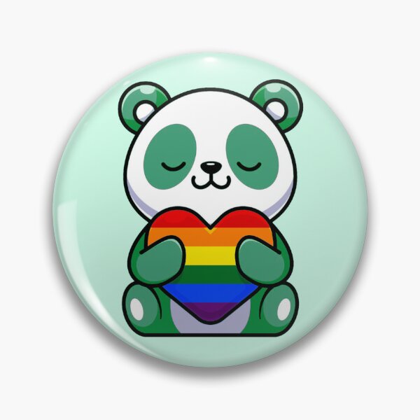 Item preview, Turquoise Panda with Rainbow Pride Flag Heart designed and sold by everything4eva.