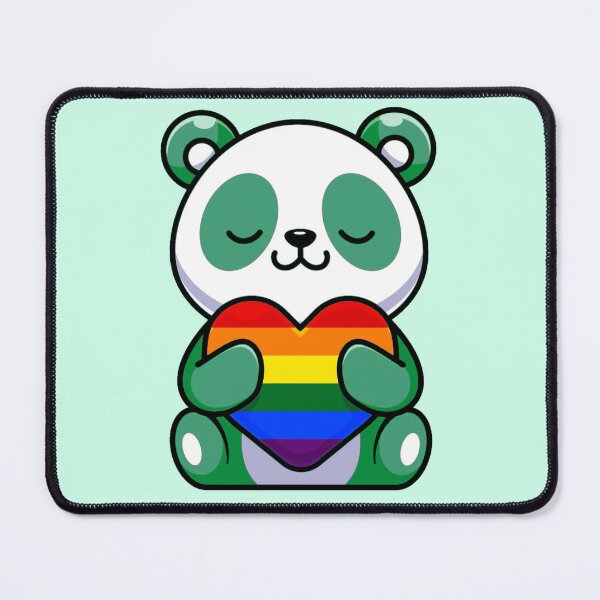 Item preview, Turquoise Panda with Rainbow Pride Flag Heart designed and sold by everything4eva.