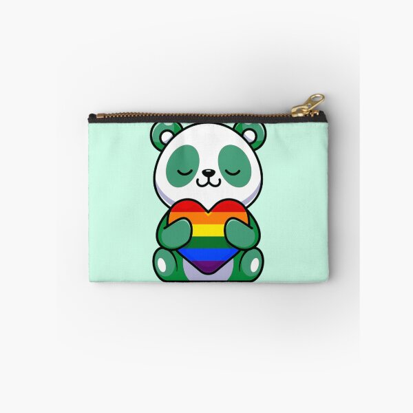 Item preview, Turquoise Panda with Rainbow Pride Flag Heart designed and sold by everything4eva.