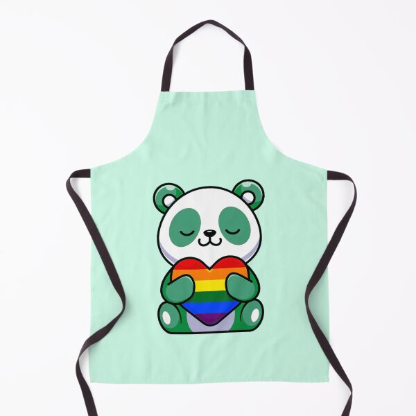 Item preview, Turquoise Panda with Rainbow Pride Flag Heart designed and sold by everything4eva.