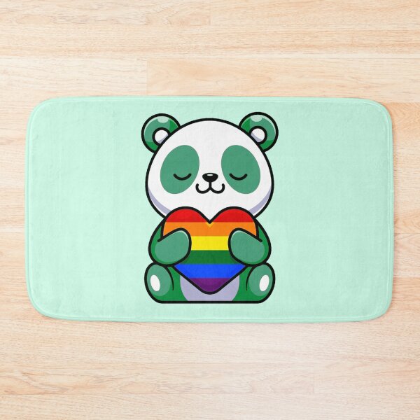 Item preview, Turquoise Panda with Rainbow Pride Flag Heart designed and sold by everything4eva.
