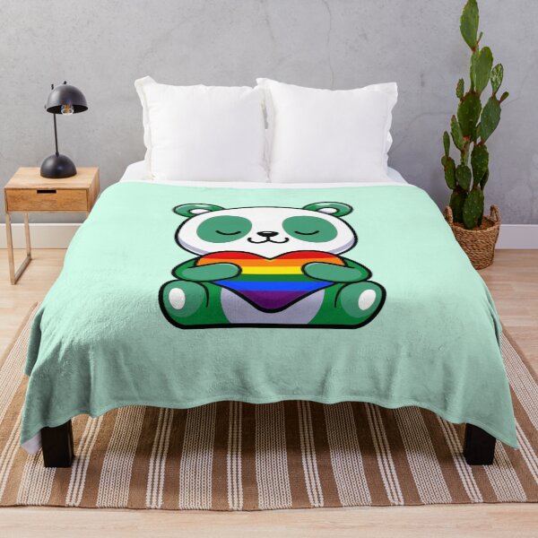 Item preview, Turquoise Panda with Rainbow Pride Flag Heart designed and sold by everything4eva.