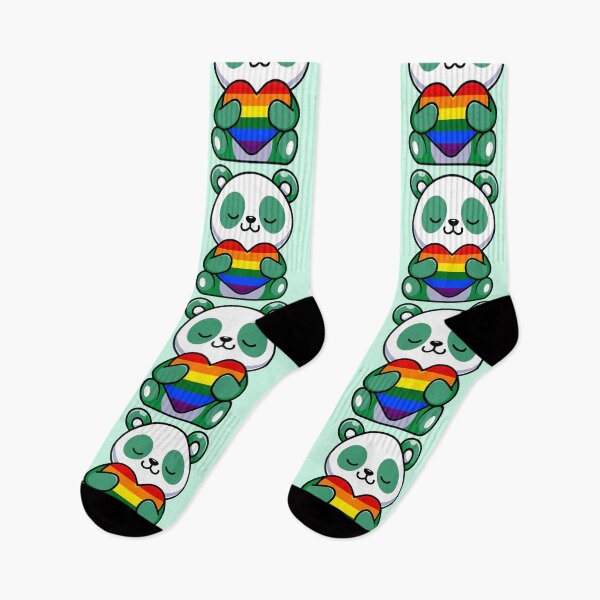 Item preview, Turquoise Panda with Rainbow Pride Flag Heart designed and sold by everything4eva.