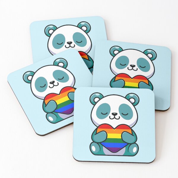 Item preview, Blue Panda with Rainbow Pride Flag Heart designed and sold by everything4eva.