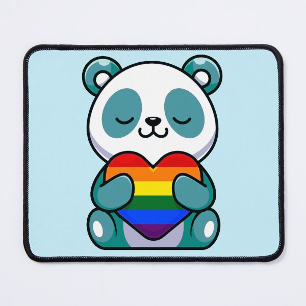 Item preview, Blue Panda with Rainbow Pride Flag Heart designed and sold by everything4eva.