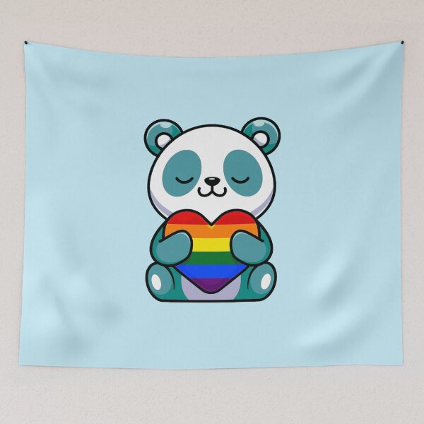 Item preview, Blue Panda with Rainbow Pride Flag Heart designed and sold by everything4eva.