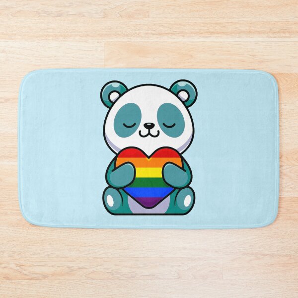 Item preview, Blue Panda with Rainbow Pride Flag Heart designed and sold by everything4eva.